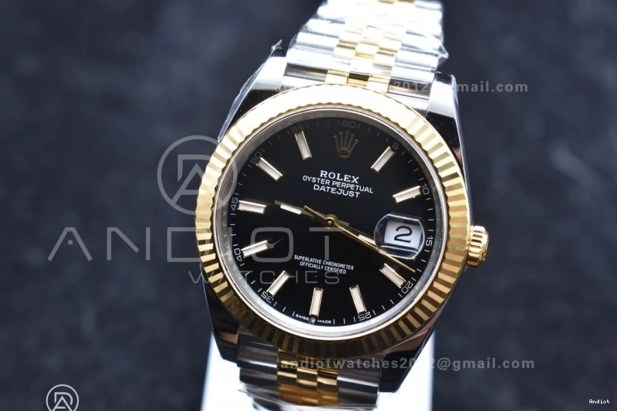 SS VR3235 DateJust Steel Clean Edition YG 41 Bracelet Black 1:1 126333 Stick on Dial Best 904L Jubilee 0425